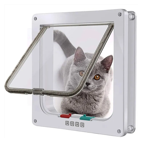 Cat Door Interior Door Pet Door for Cat Exterior Door 4 Modes Locking Suitable for Window and Wall (White)