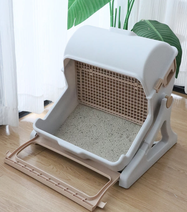 Semi-automatic litter box anti-splash extra large semi-enclosed cat toilet